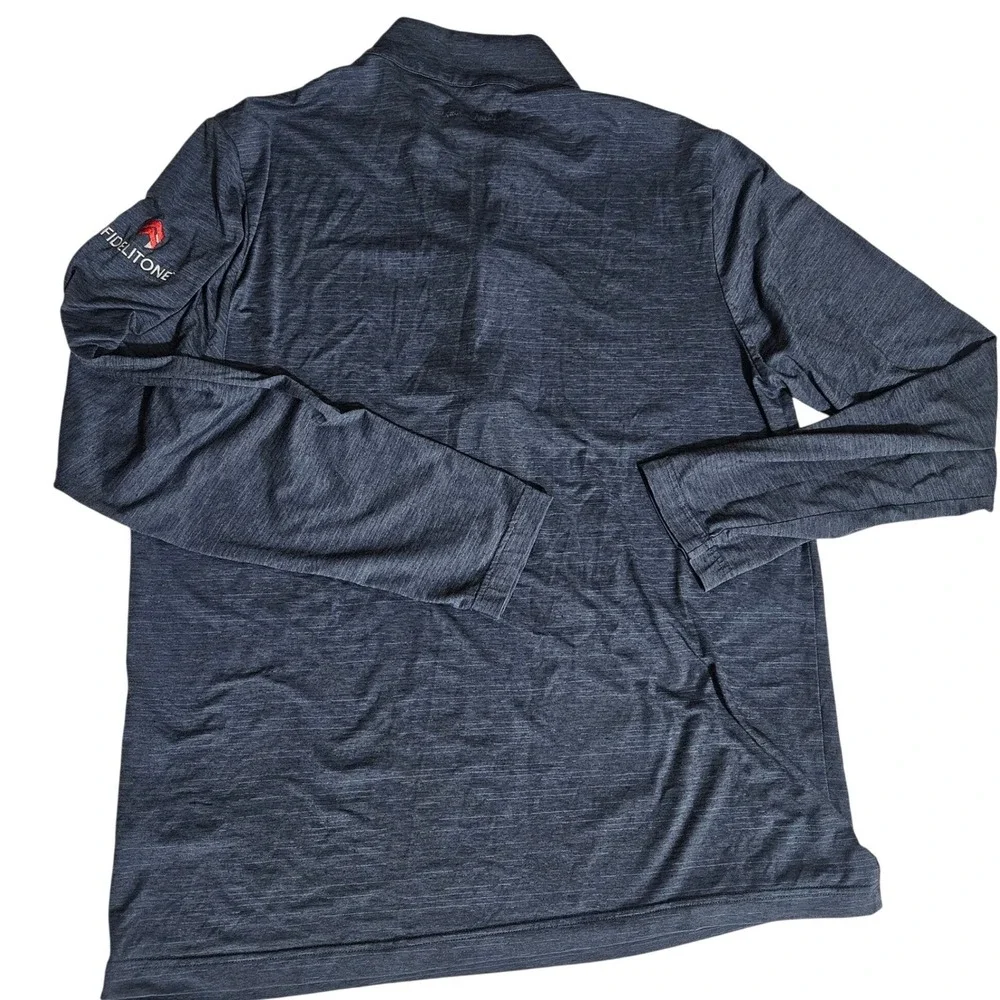 TravisMathew Mens Large Quarter Zip Pullover Navy Blue Heather Golf Shirt Logo